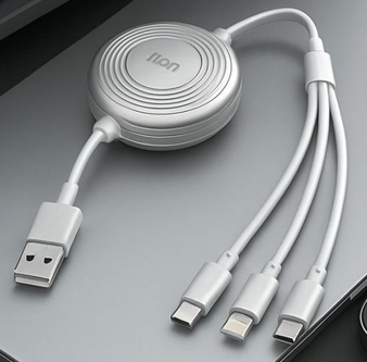 Cable de carga múltiple retráctil 3 en 1 de 100 W con carga rápida USB C
